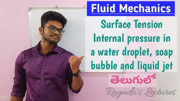 Surface tension, Pressure inside a water droplet, soap bubble and liquid jet in telugu