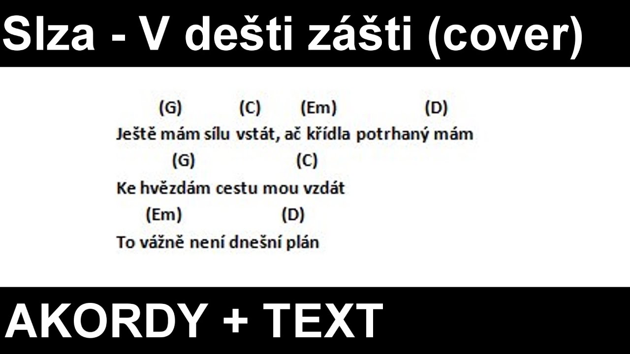 ''Slza - V dešti zášti'' AKORDY na KYTARU + TEXT (Cover) Karel nEscafeX Kocurek