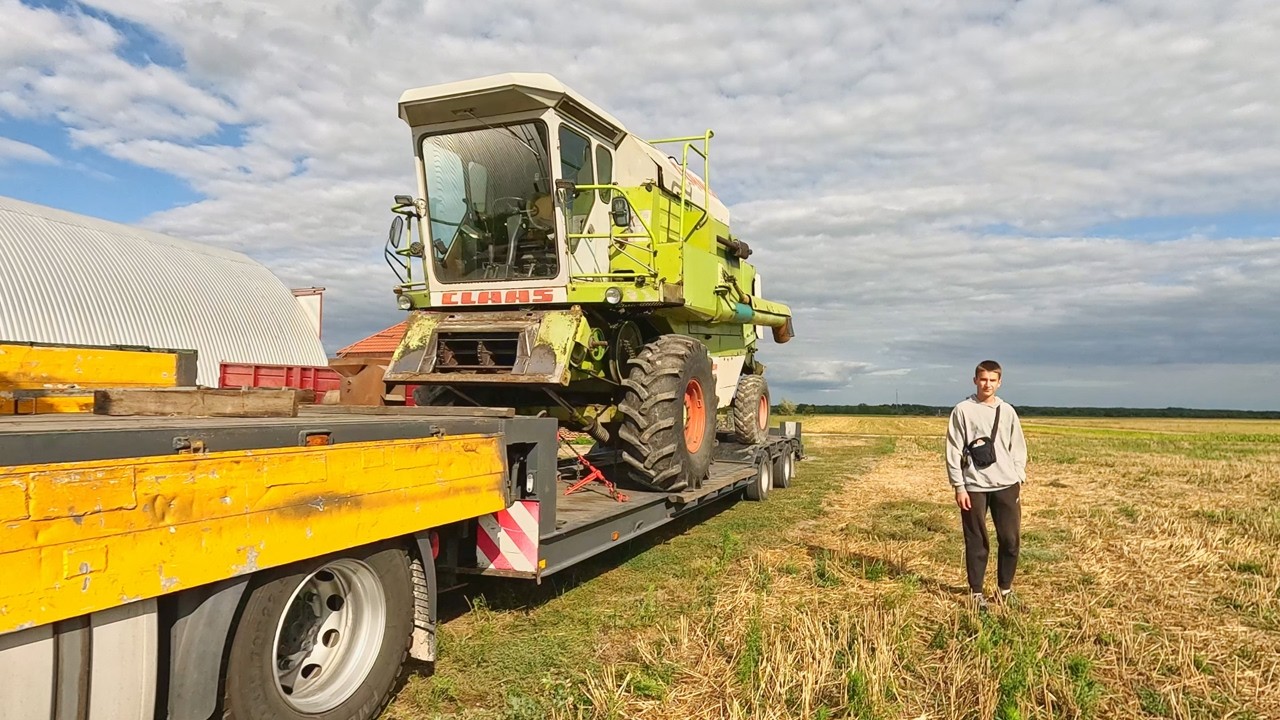 Великий комбайн Claas Dominator 76 — перевезення негабариту через Почаїв і Кременець до Волині