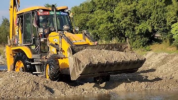 JCB Making Dam in River To Block Water - JCB Making Big Drain in River - JCB Backhoe Full Video