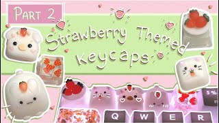 Strawberry Themed Keycaps Pt.2  | Resin | Mechanical Keyboard | Bunny | Cat | Cow