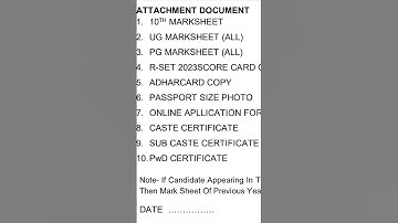 RAJASTHAN SET 2023 Documents Verification || Documents List
