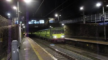 8100 class DART train arrives Sandycove with horn