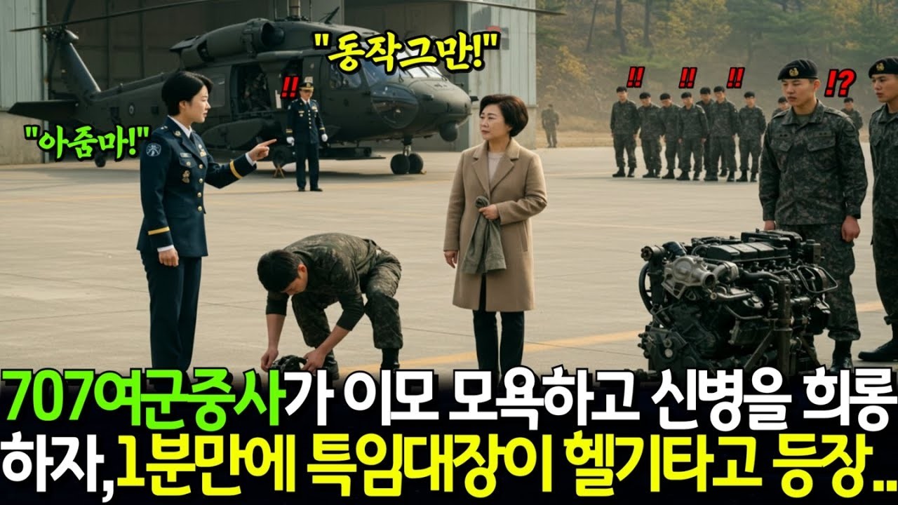 차량점검하던 707특수부대 조카 앞에서 여군 중사한테 모욕당한 투스타 장군 이모, 전화 한 통에 특임대장이 등장하는데…