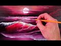Moonlit Wave | Landscape Painting | Easy for Beginners
