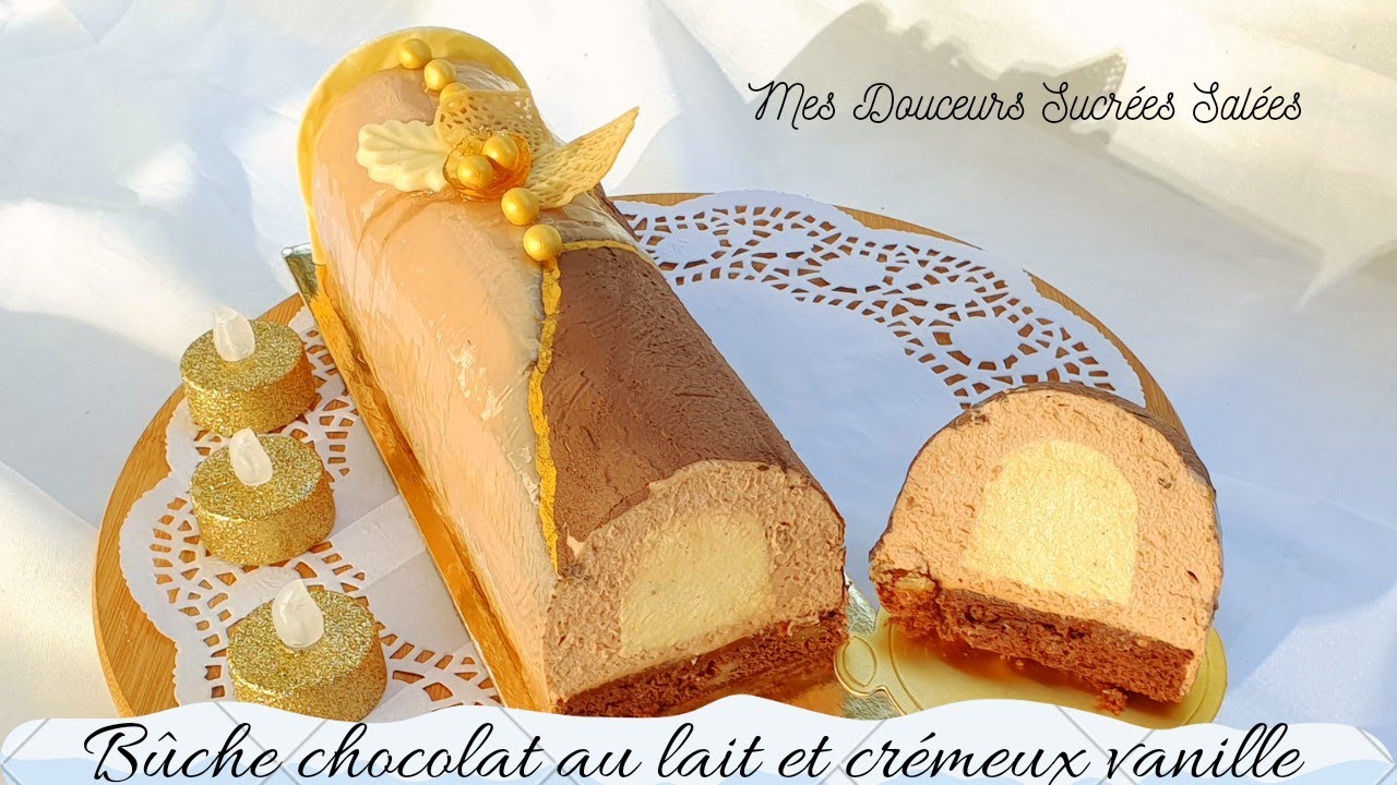 Bûche chocolat au lait et insert crémeux vanille