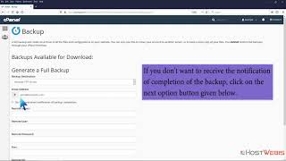 how to generate a cpanel backup and sent it to ftp server with hostwebis