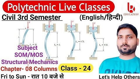 Structural Mechanics/SOM | Chapter- 8 Columns | Class 24 | Civil 3rd Semester by Brijesh Sir