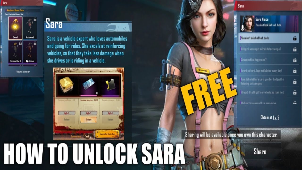 How to use SARA character voucher How to unlock SARA character and
