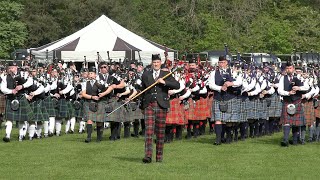 Scotland the Brave by massed Pipe Bands for finale 2023 North of Scotland Championship at Banchory