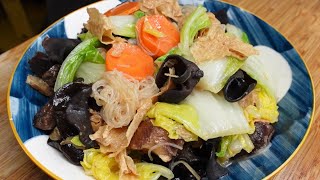 南乳罗汉斋(素)‼️家常做法，营养丰富健康又好吃😋Braised vegetables with red fermented bean curd (Vegetarian)‼ ️Home-style