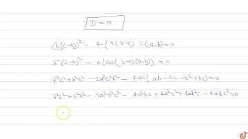 if the roots of the equation `a(b-c)x^2+b(c-a)x+c(a-b)=0` are equal then show that `2/b=1/a+1/c...