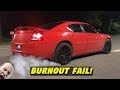 Can a V6 Dodge Charger Burnout With 20" Rims? + Crazy Guy Gets SUPER PISSED OFF! (BURNOUT FAIL)