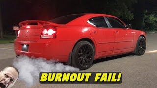 Can a V6 Dodge Charger Burnout With 20" Rims? + Crazy Guy Gets SUPER PISSED OFF! (BURNOUT FAIL)