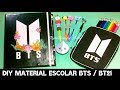 DIY BTS/BT21: Fichário Completo, Caneta Lightstick BTS, Ponteira e Apontador BT21, Estojo E+