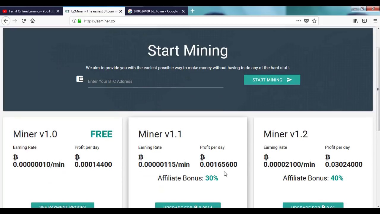 No Work Just Register Daily Rs 150 Payout 1000 Rupees Free Earn Money Bitcoin Mining Ez Site - 