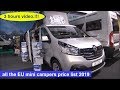all the EU mini campers price list 2019 (3h video)