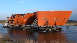 AIDAnova | conveyance of sections bow top and anchor bag to yard MEYER WERFT | 4K-Quality-Video