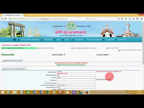 Supplier Registration  Process - Telangana EProcurement platform