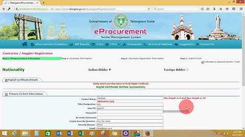 Supplier Registration  Process - Telangana EProcurement platform