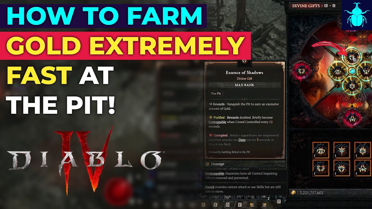 Diablo 4 How to farm GOLD extremely FAST at the Pit! YouTube