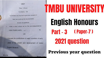 English honours previous year question paper | B.A part 3rd | Paper 7 | TMBU and MUNGER University