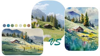 Two Quick Watercolor Landscape Painting from One Reference Photo - Beginner Friendly :)