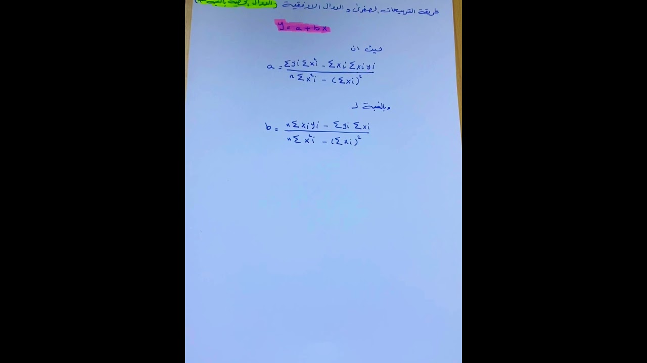 التحليل العددي : طريقة التربيعات الصغرى والدوال الاوفقية(الدوال الخطية بالنسبة لx)