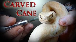 Carving a Ready to Strike, Rattlesnake Cane