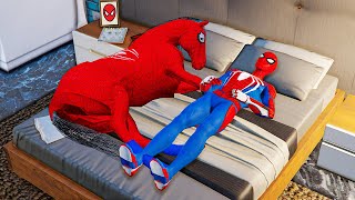 PRO RED SPIDER-MAN Daily Routine With Horse Spider | Superhero Morning Routine In Real Life Game