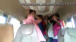 Indian girls enjoying public gang bang in bus