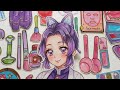 🌈PAPER DIY🌈 DEMON SLAYER INFINITY CASTLE SHINOBU SKINCARE AND MAKEUP 💄 ASMR @ColorfulWorld191 .