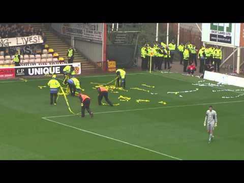 Security man falls over in hilarious football funny