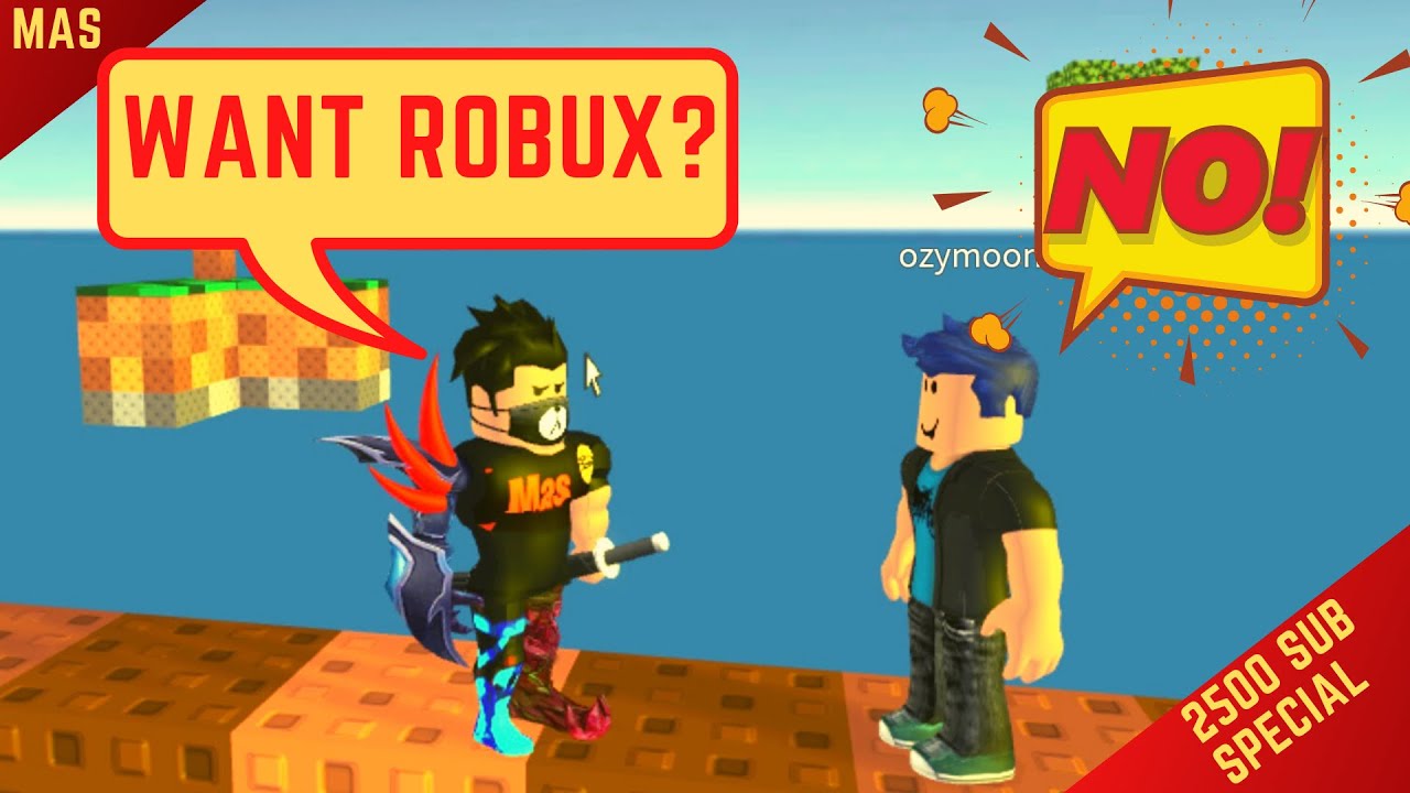 Giving Robux To Fans 2500 Sub Special Roblox Skywars Youtube - robux 2500