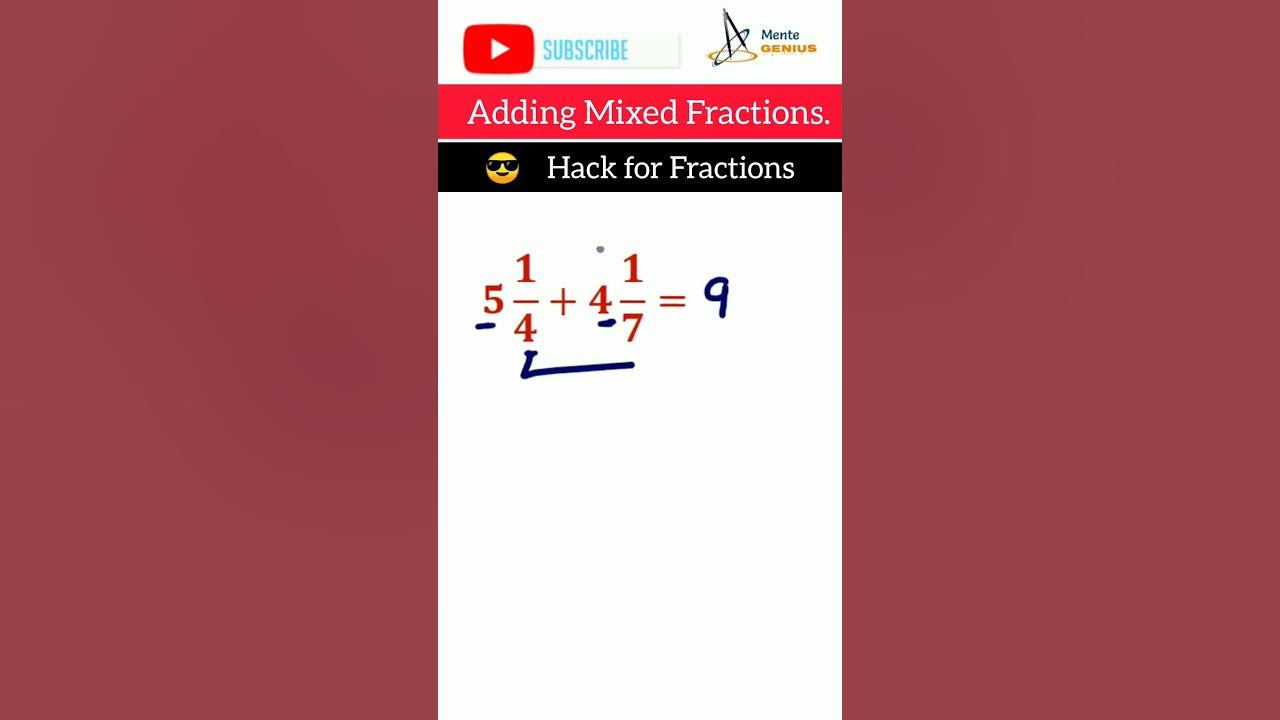 😎 Hack for Adding Mixed Fractions shorts fractions YouTube