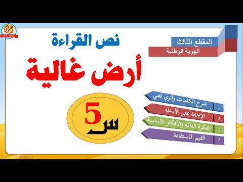 أرض غالية نص القراءة للسنة الخامسة الإجابة على الأسئلة الفكرة العامةوالأفكار الأساسية