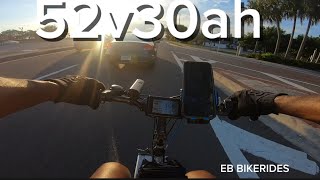 Out testing the 52v30ah DIY ebike battery with 80ah BMS (Full to Dead)