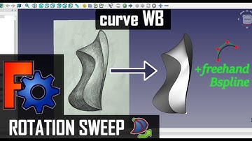 Freecad Curve WB: Using Rotation Sweep and Freehand Bspline to create complex surface.