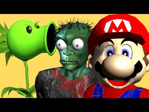 MARIO BROS vs PLANTS vs ZOMBIES ♫ 3D animated  game mashup ☺ FunVideoTV - Style ;-))