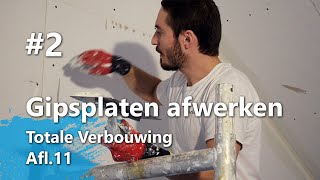 Gipsplaten afwerken Part 2 - Papieren voegband aanbrengen, naden vullen (Totale verbouwing Afl.11)