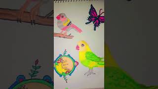 beautiful Birds drawing # Zaid Creative corner # and butterfly drawing #art tutorial 🥰❤️♥️😍