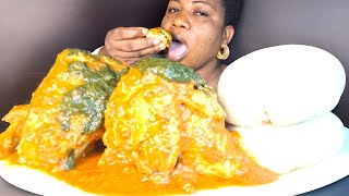 Nigeria food ASMR mukbang/ fufu with ewedu soup (mukbang )