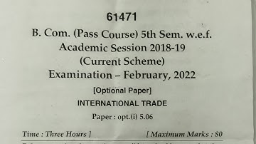 MDU B.Com International Trade 5th Semester February 2022 Question Paper