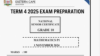 Mathematics Grade 10 November 2024 Paper 1 Ec Term 4 Revision 2025