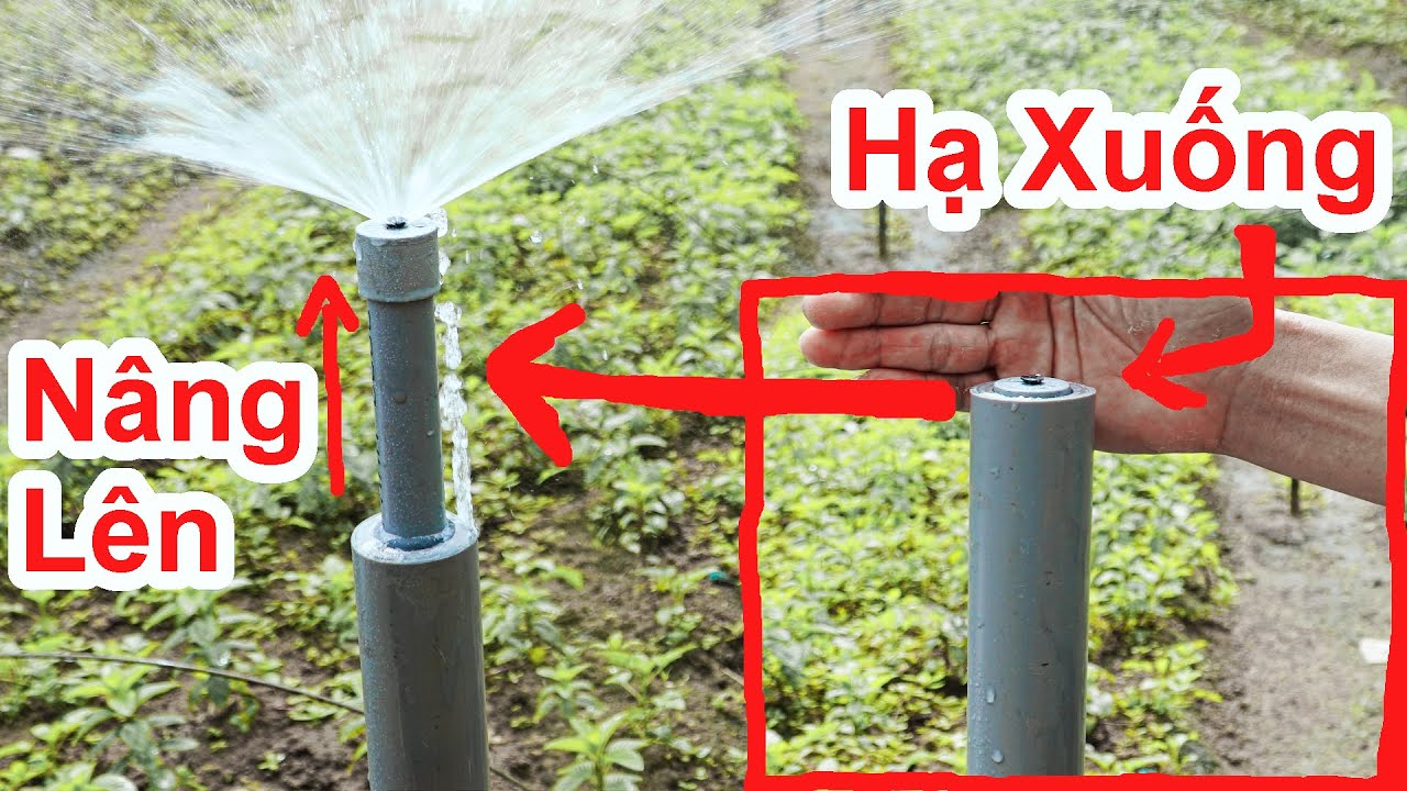 Béc Tưới Nước NÂNG LÊN  Khi Bật Nước HẠ XUỐNG Khi Tắt Nước Cực Hay / Chế Béc Phun . sprinkler moves
