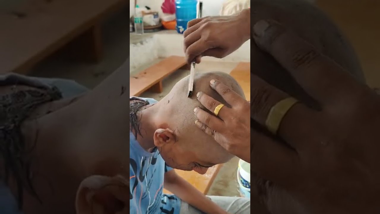 Young boy full clean headshave