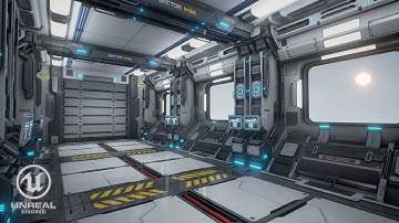 Sci-Fi Corridor Environmental Scene in Unreal 4 | 4.14