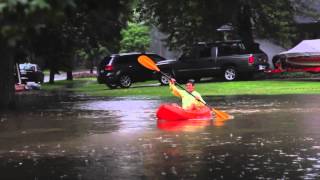 Detroit Flood 2014 - Kayaking in the streets