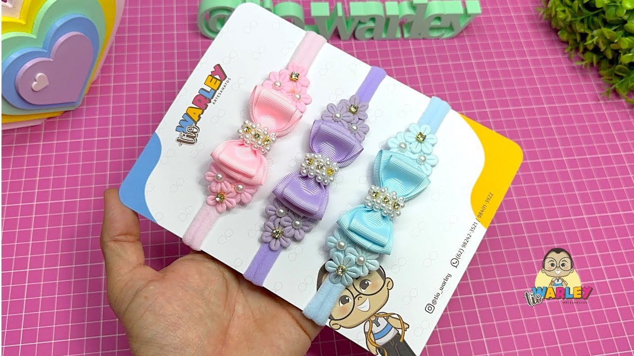 Lacinho Luxo na Faixinha de bebê/ Kit RN