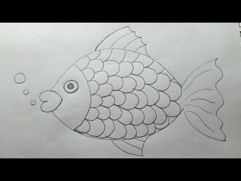 رسم سمكة جميلة وسهلة للأطفال خطوة بخطوة ، رسم سهل جدا ، رسم سمك 